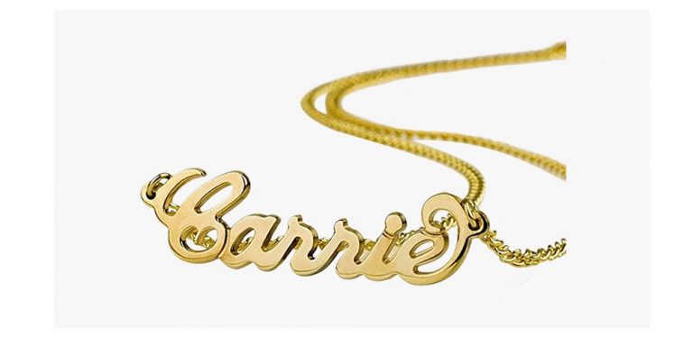 Handmade name necklace with custom name craving